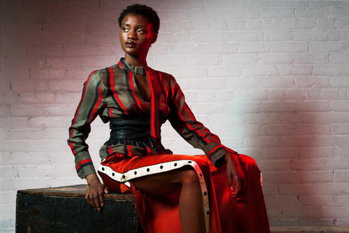 Blouse en soie rayée