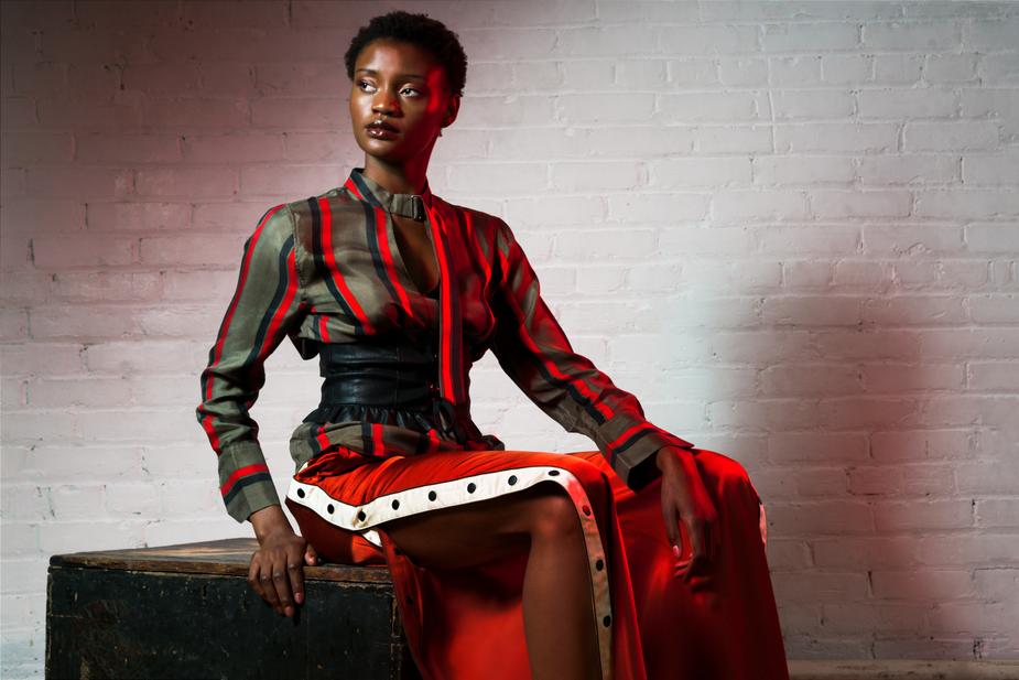 Blouse en soie rayée